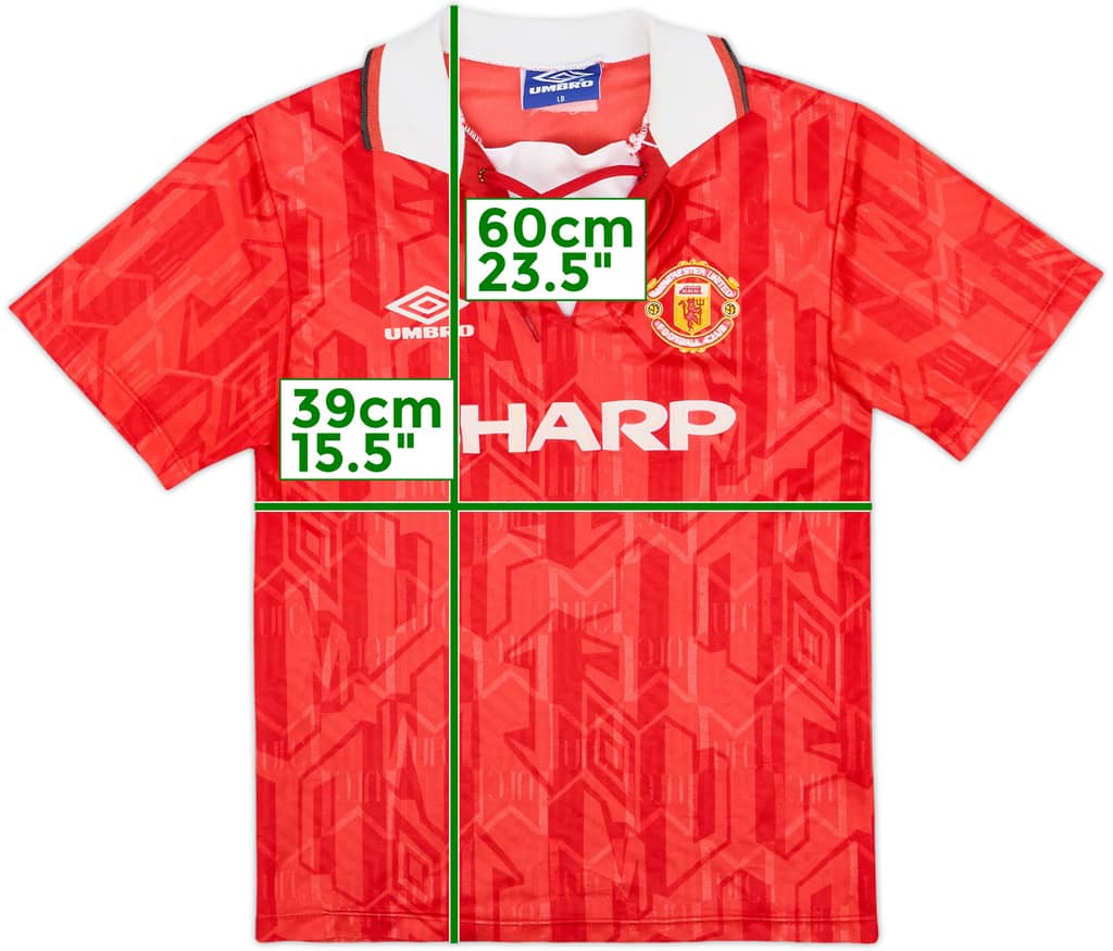 1992-94 Manchester United Home Shirt - 6/10 - (L.Boys)