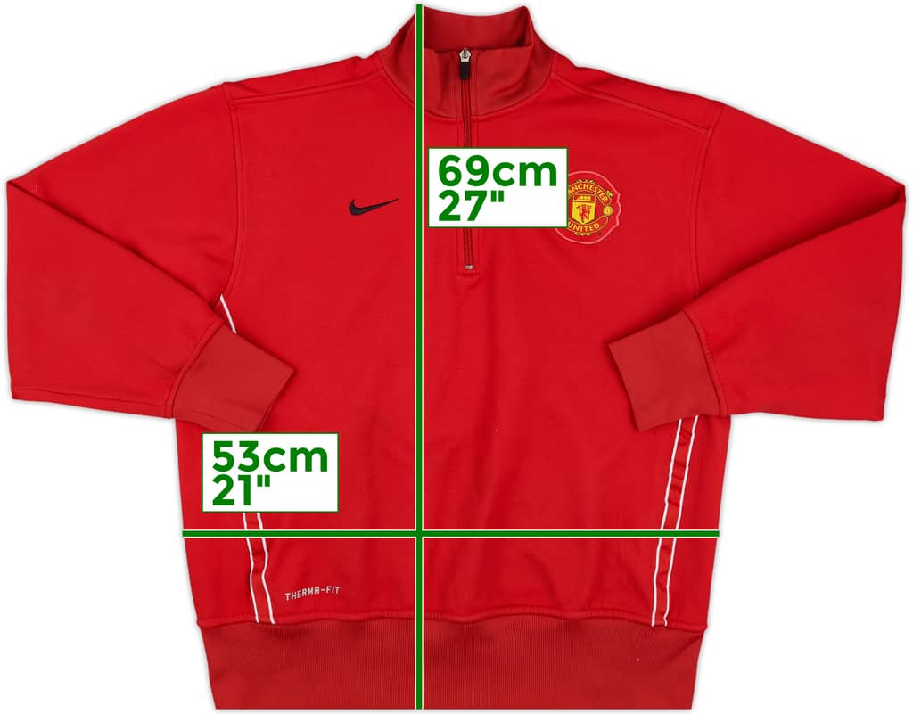 2010-11 Manchester United Nike 1/4 Zip Sweat Top - 7/10 - (M)
