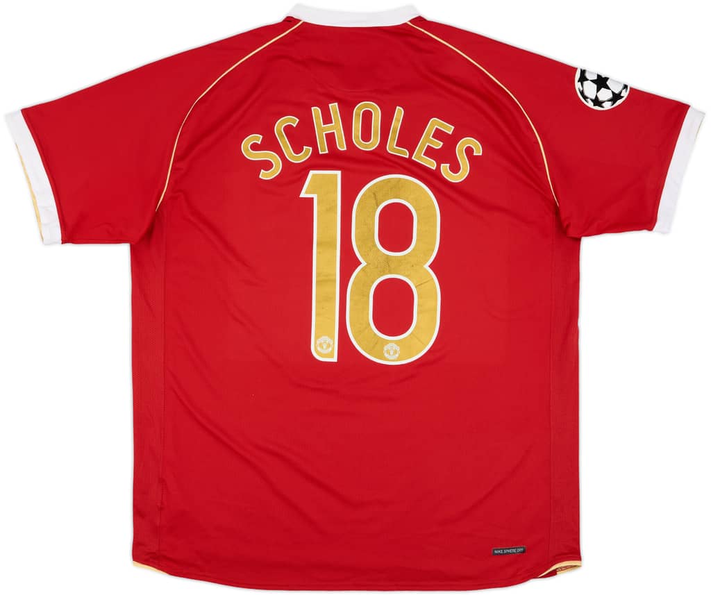 2006-07 Manchester United Home Shirt Scholes #18 - 8/10 - (XL)