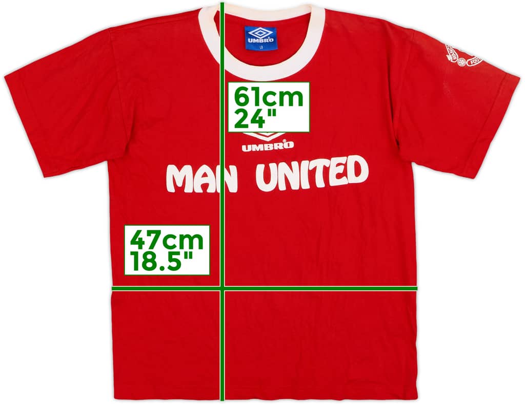 1992-94 Manchester United Umbro Cotton Tee - 6/10 - (L.Boys)