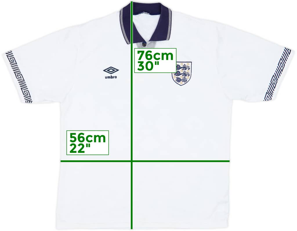 1990-92 England Home Shirt - 8/10 - (L)
