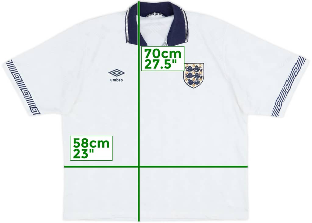 1990-92 England Home Shirt - 6/10 - (S)