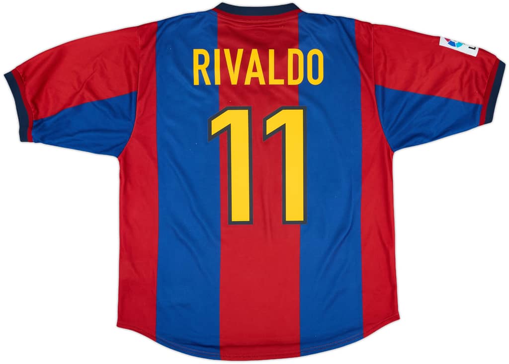 1998-00 Barcelona Home Shirt Rivaldo #11 - 9/10 - (L)
