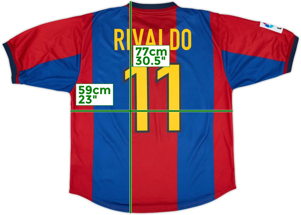1998-00 Barcelona Home Shirt Rivaldo #11 - 9/10 - (L)