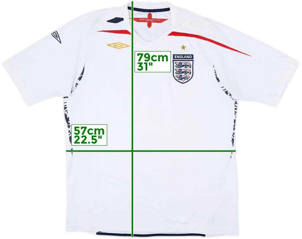 2007-09 England Home Shirt - 5/10 - (XL)