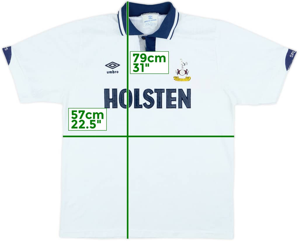 1991-93 Tottenham Home Shirt - 7/10 - (XL)