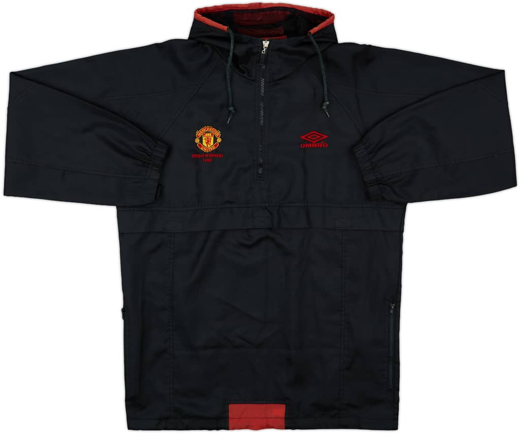 1999-00 Manchester United Umbro 'Treble Winners' 1/4 Zip Hooded Jacket - 8/10 - (M)