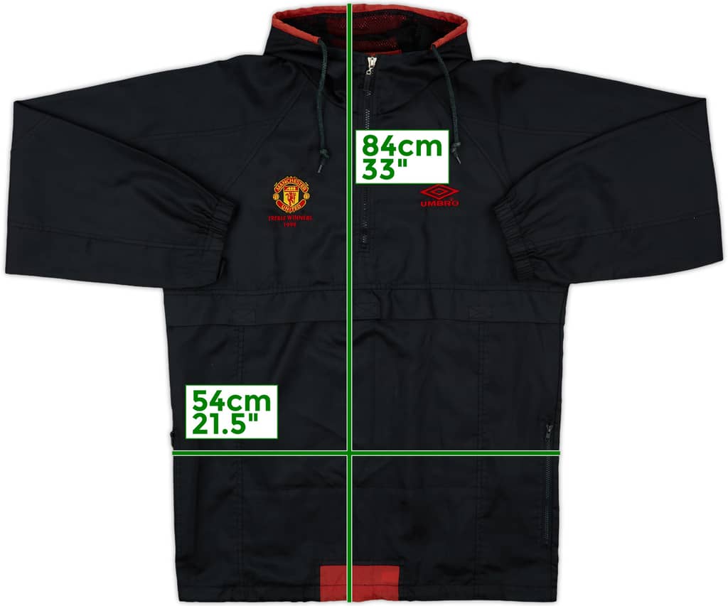 1999-00 Manchester United Umbro 'Treble Winners' 1/4 Zip Hooded Jacket - 8/10 - (M)