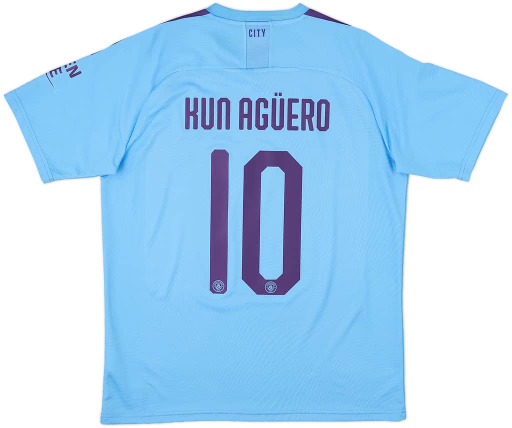 2019-20 Manchester City Home Shirt Kun Aguero #10 - 8/10 - (L)
