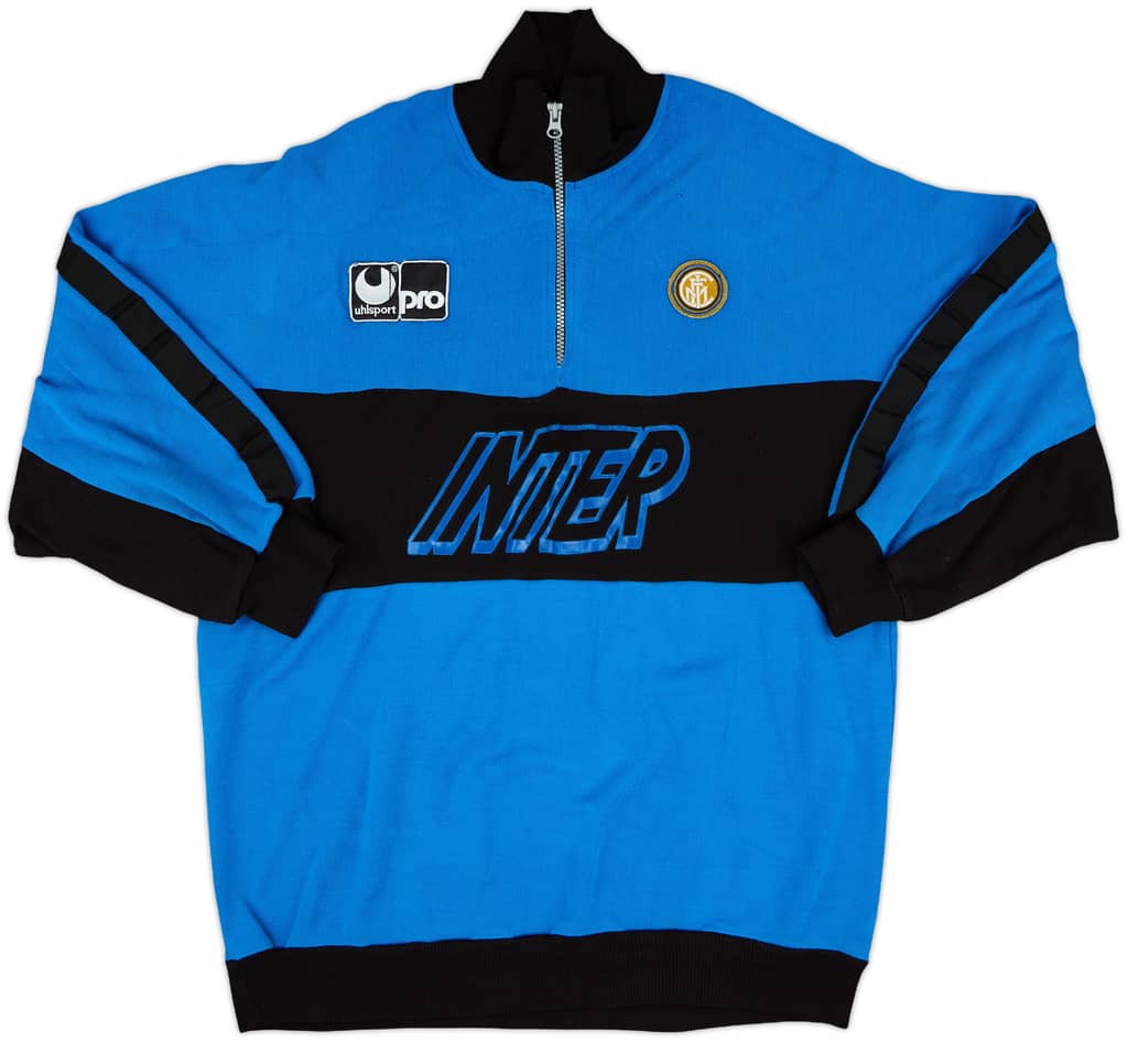 1990-91 Inter Milan Uhlsport 1/4 Zip Sweat Top - 8/10 - (L)