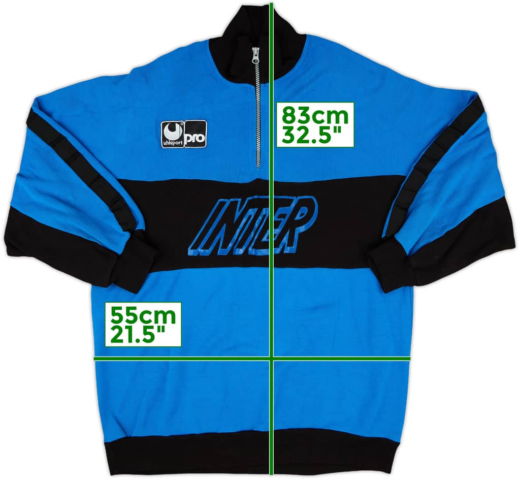 1990-91 Inter Milan Uhlsport 1/4 Zip Sweat Top - 8/10 - (L)