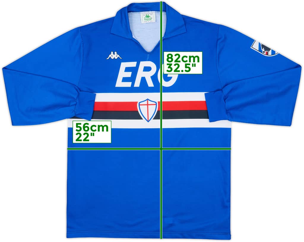 1989-90 Sampdoria Camiseta Local Manga Larga - 7/10 - (XL)