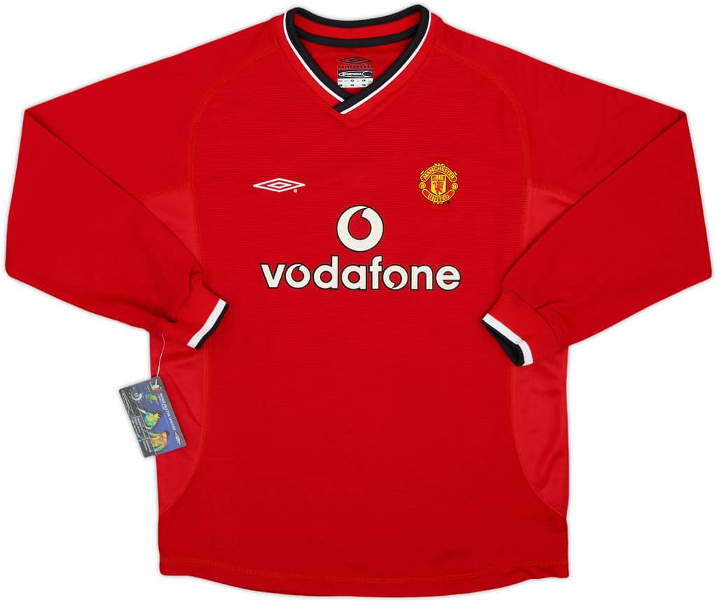 2000-02 Manchester United Home L/S Shirt (L.Boys)