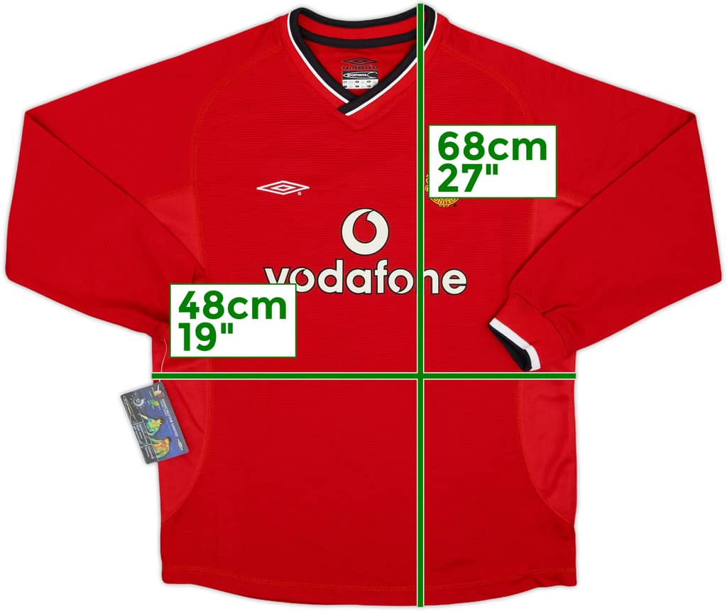 2000-02 Manchester United Home L/S Shirt (L.Boys)