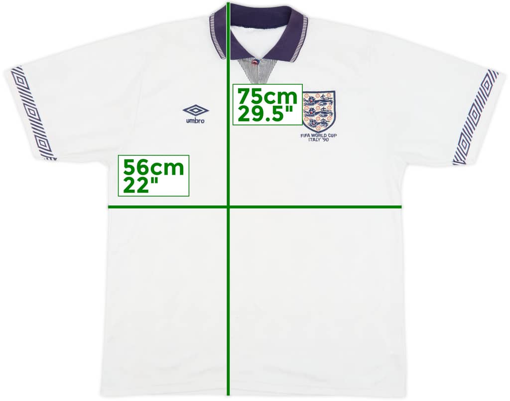 1990-92 England Home Shirt - 7/10 - (XL)