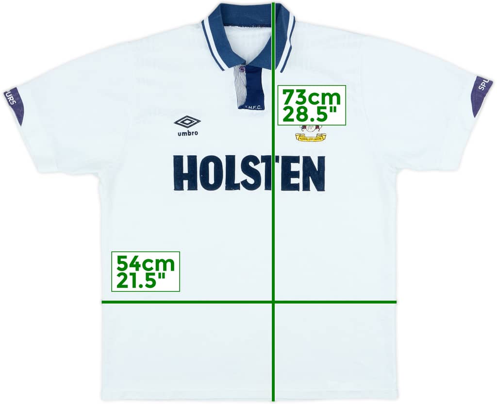 1991-93 Tottenham Home Shirt - 7/10 - (L)