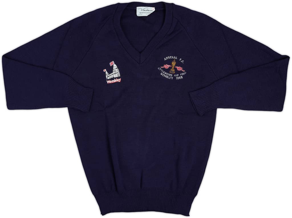 1988 Arsenal Staff Issue Vandanel Littlewoods Cup Final Knitted Jumper - 9/10 - (L)