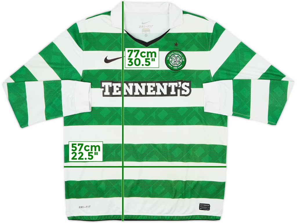 2010-12 Celtic Home L/S Shirt - 7/10 - (L)