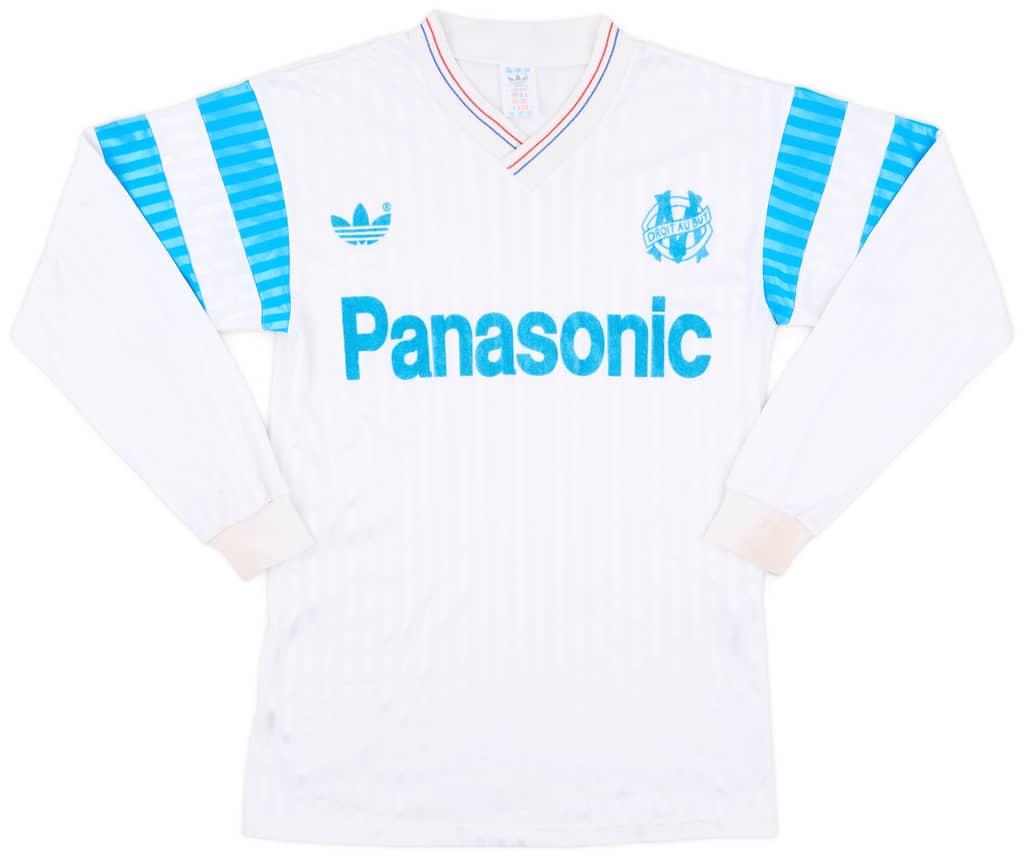 1990-91 Olympique Marseille Home L/S Shirt - 8/10 - (S)
