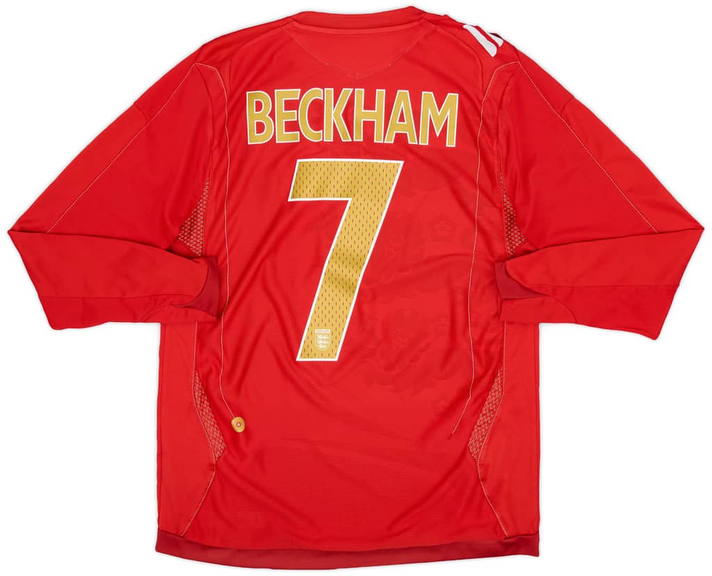 2006-08 England Away L/S Shirt Beckham #7 - 5/10 - (S)