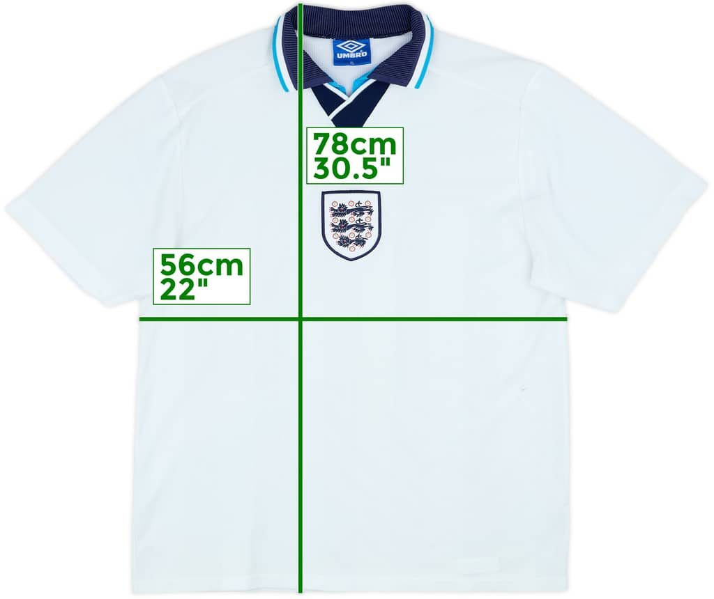 1995-97 England Home Shirt - 5/10 - (XL)