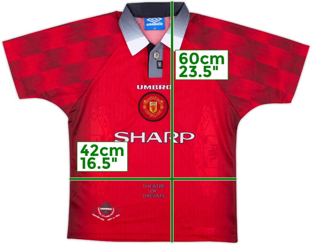 1996-98 Manchester United Home Shirt - 7/10 - (L.Boys)