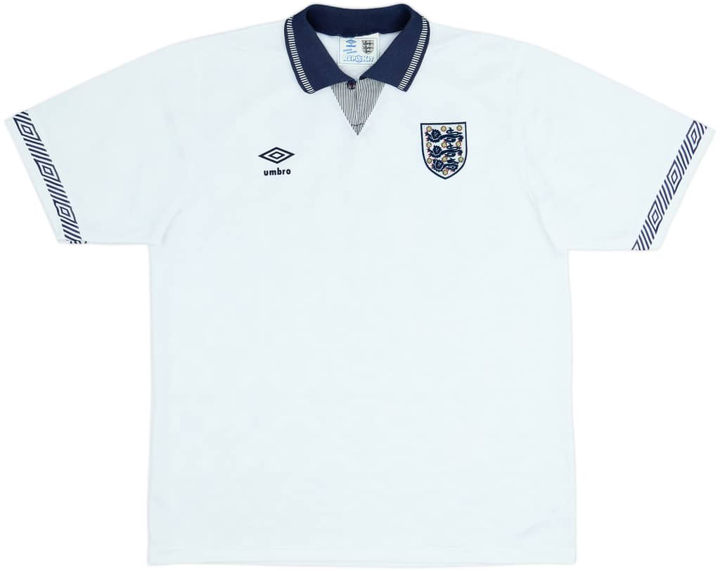 1990-92 England Home Shirt - 8/10 - (XL)