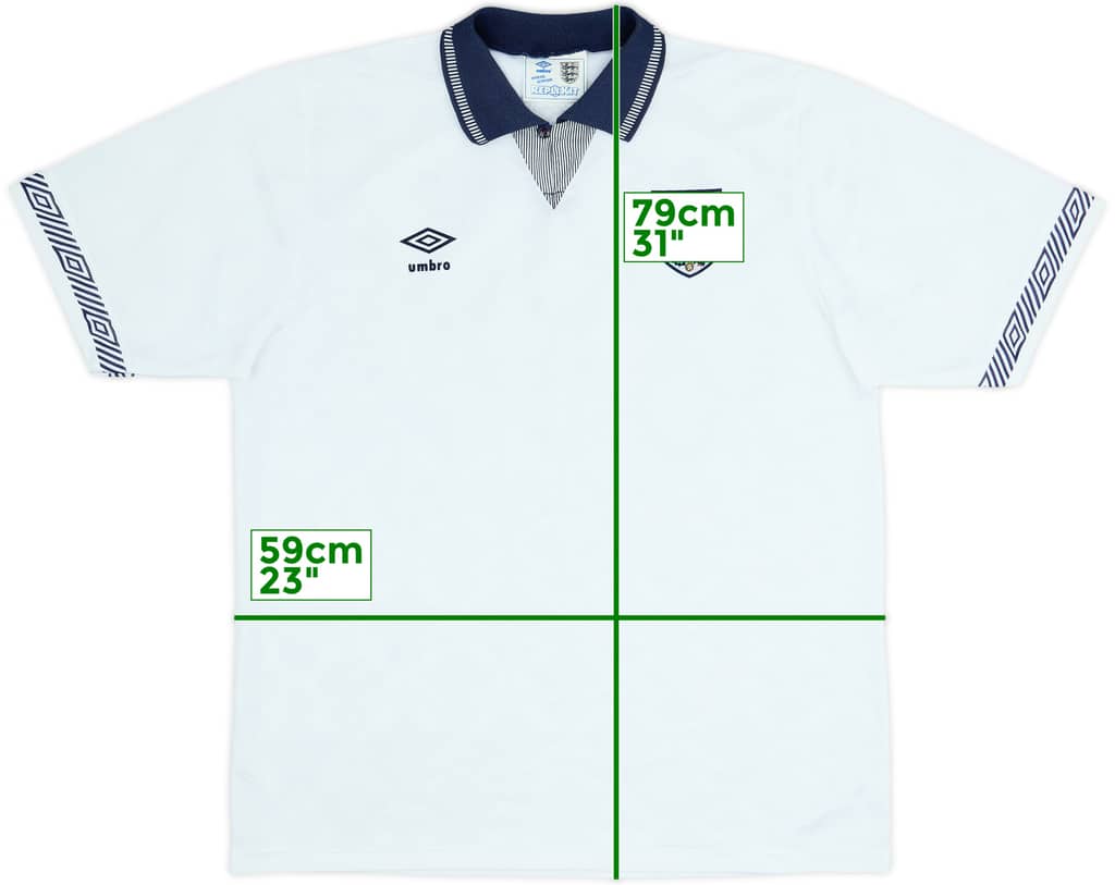 1990-92 England Home Shirt - 8/10 - (XL)