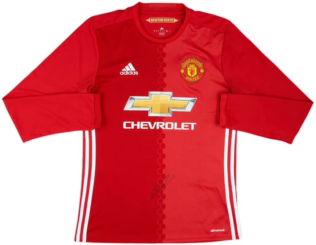 2016-17 Manchester United Signed Home L/S Shirt - 9/10 - (S)