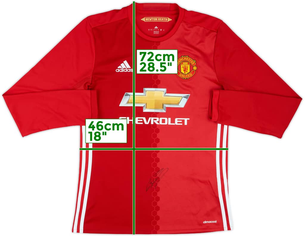 2016-17 Manchester United Signed Home L/S Shirt - 9/10 - (S)