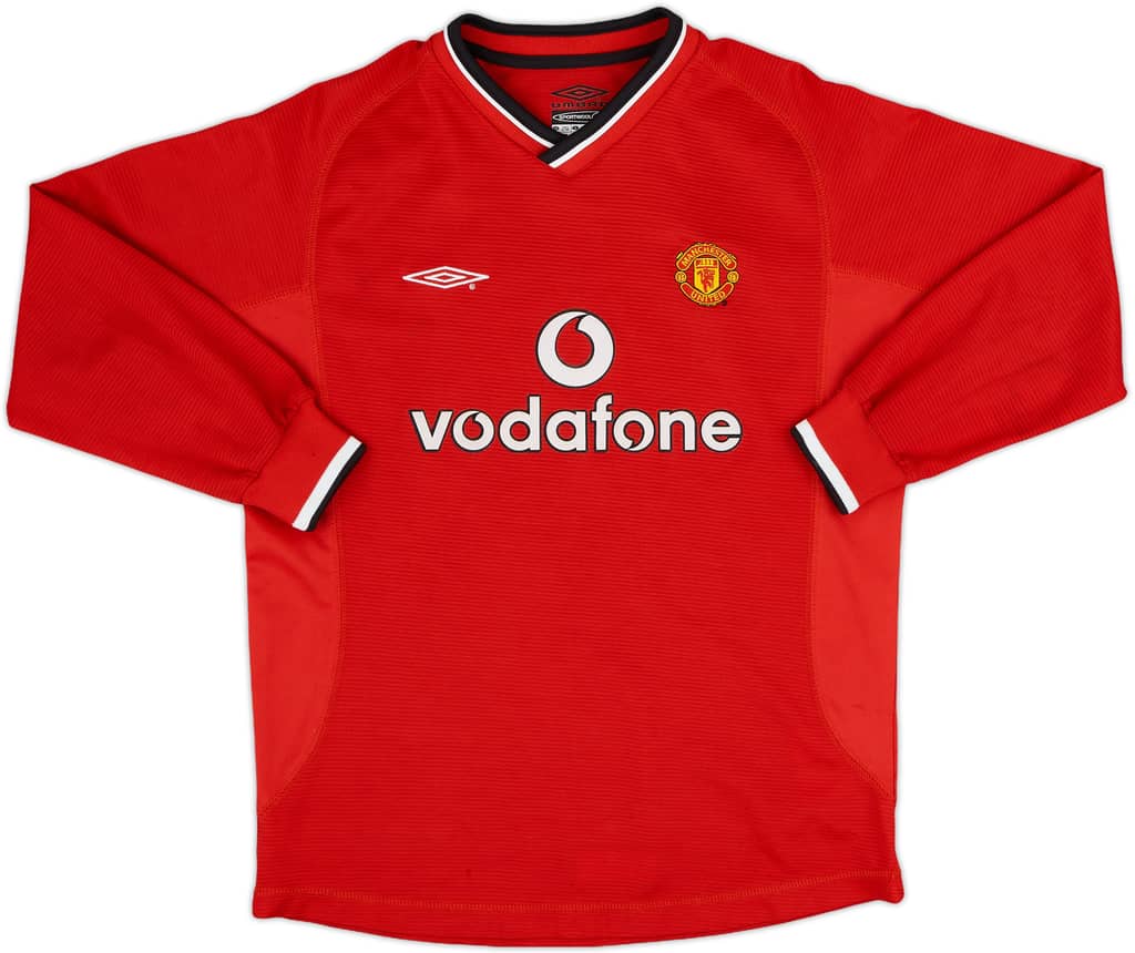 2000-02 Manchester United Home L/S Shirt - 5/10 - (M.Boys)