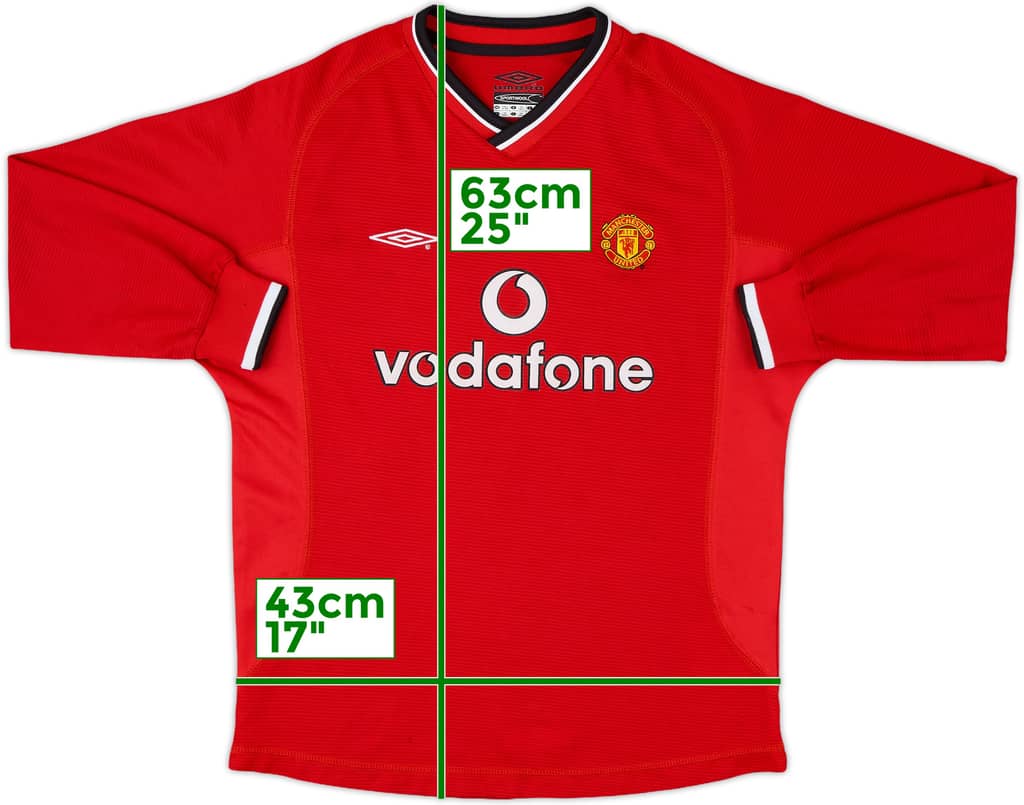 2000-02 Manchester United Home L/S Shirt - 5/10 - (M.Boys)