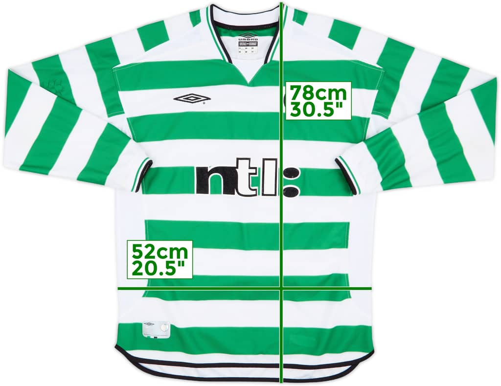 2001-03 Celtic Home L/S Shirt - 5/10 - (L)