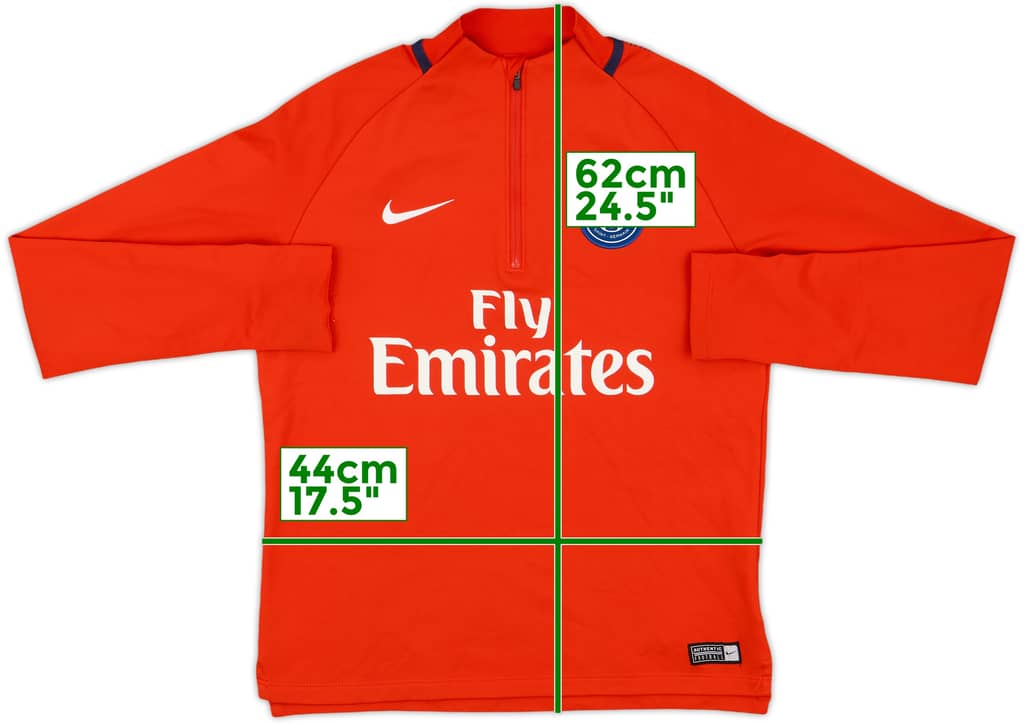 2017-18 Paris Saint-Germain Nike 1/4 Zip Drill Top - 9/10 - (L.Boys)