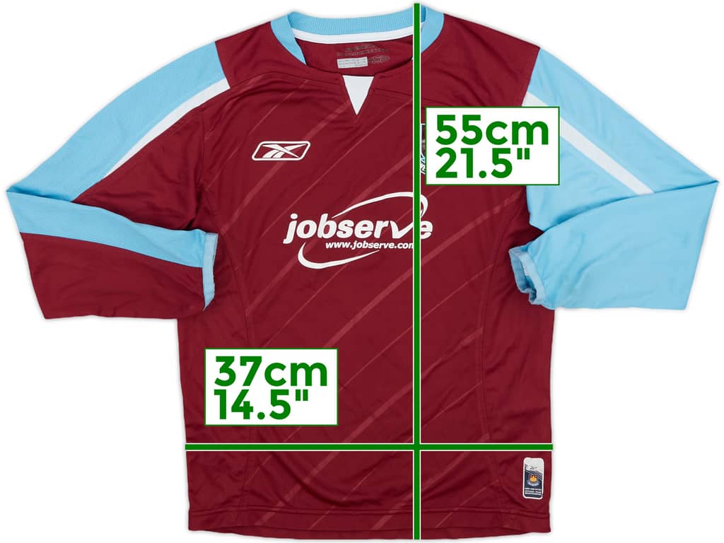 2005-07 West Ham Home L/S Shirt - 7/10 - (M.Boys)
