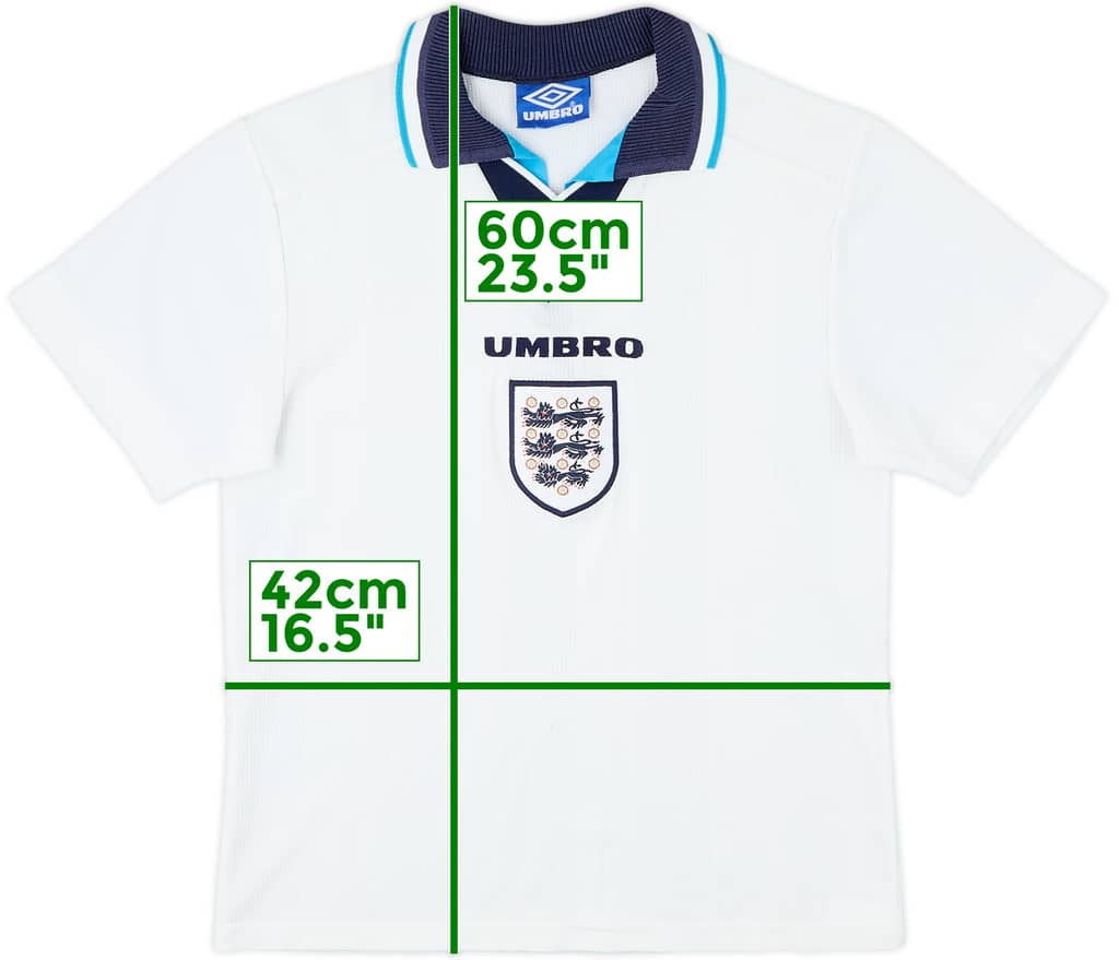 1995-97 England Home Shirt - 6/10 - (M.Boys)