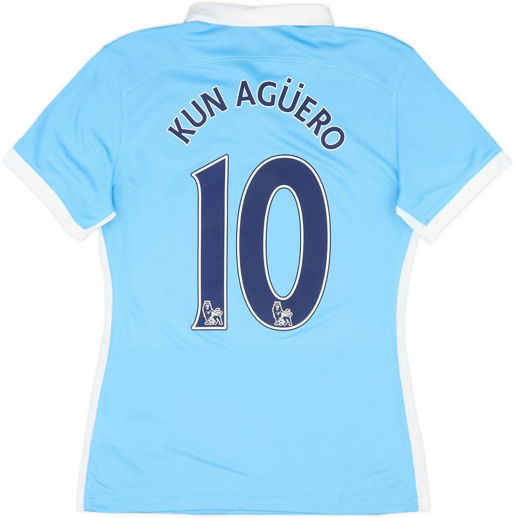 2015-16 Manchester City Home Shirt Kun Aguero #10 - 9/10 - (Women's S)