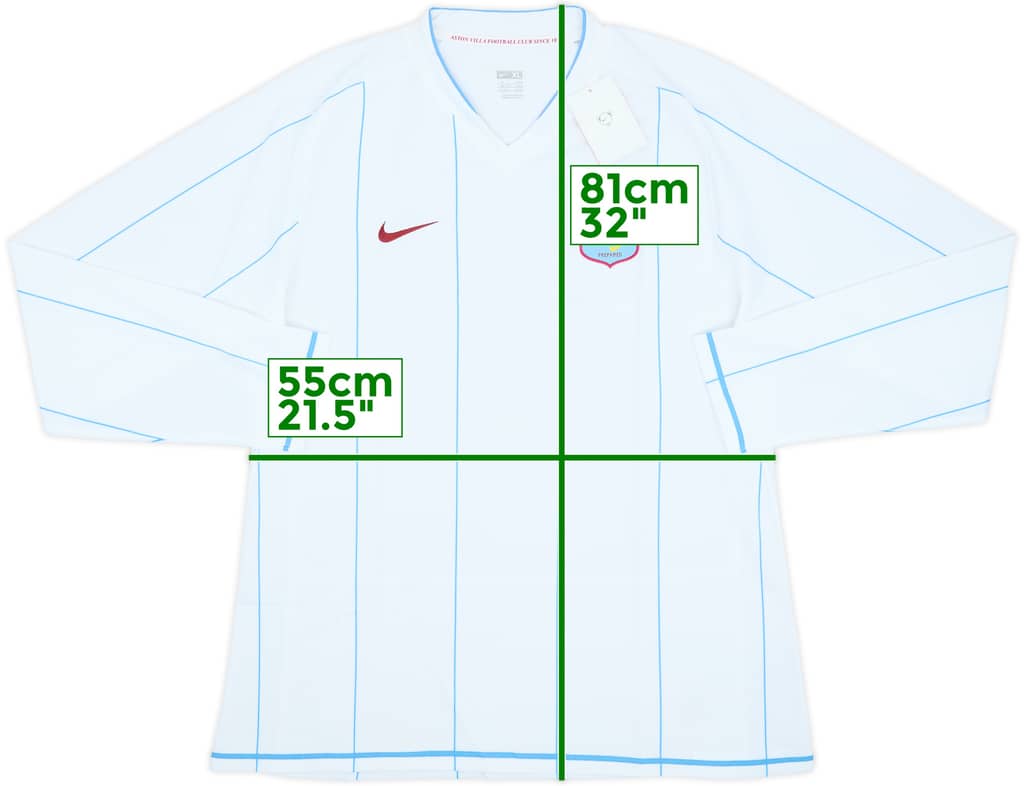 Camiseta de visitante versión jugador L/S del Aston Villa 2007-08 (XL)