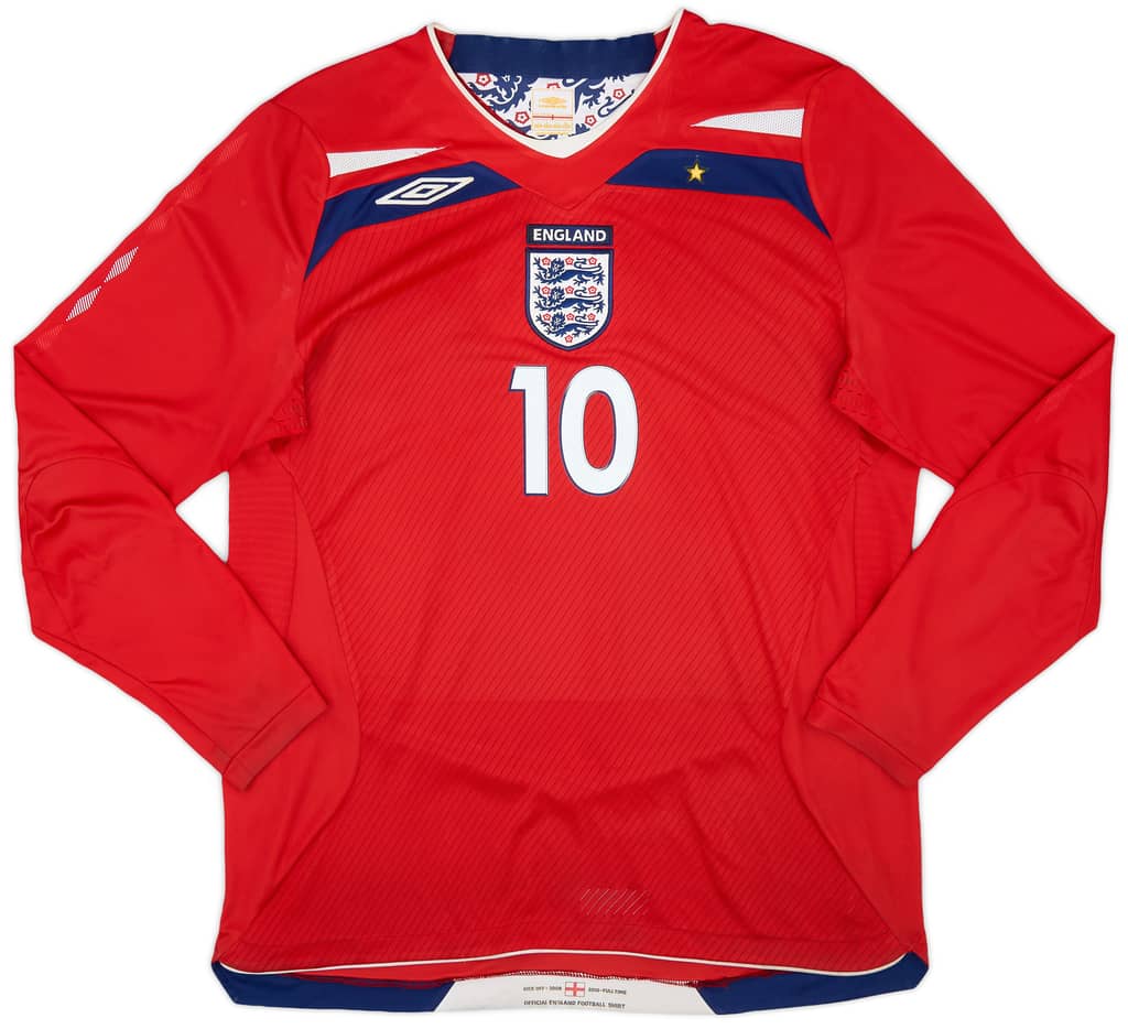 2008-10 England Away L/S Shirt Rooney #10 - 6/10 - (L)