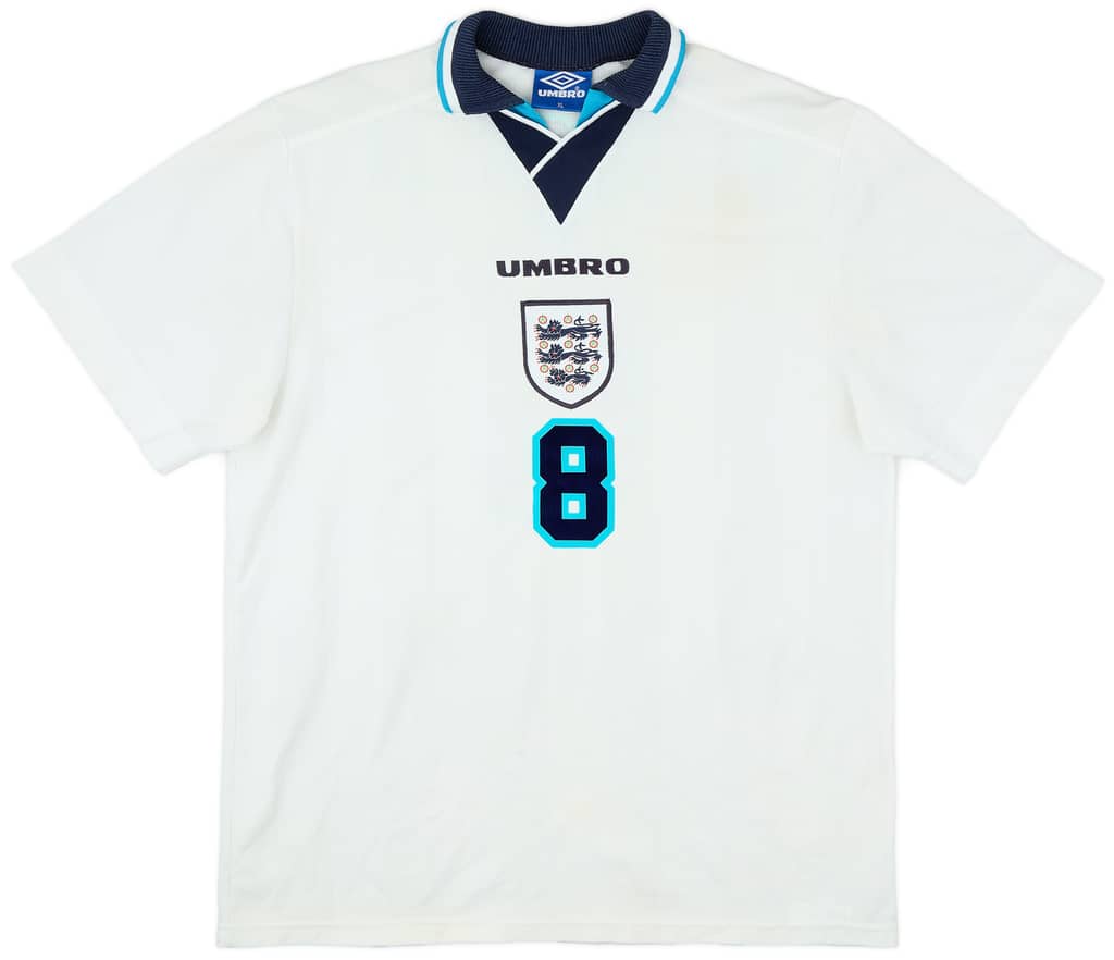 1995-97 England Home Shirt Gascoigne #8 - 5/10 - (XL)