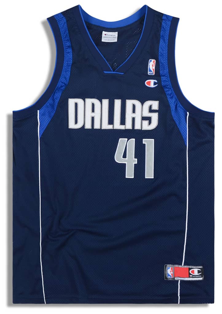 2001-10 Authentic Dallas Mavericks Nowitzki #41 Champion Jersey (Away) XL