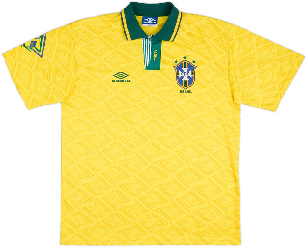1991-93 Brazil Home Shirt - 8/10 - (XL)