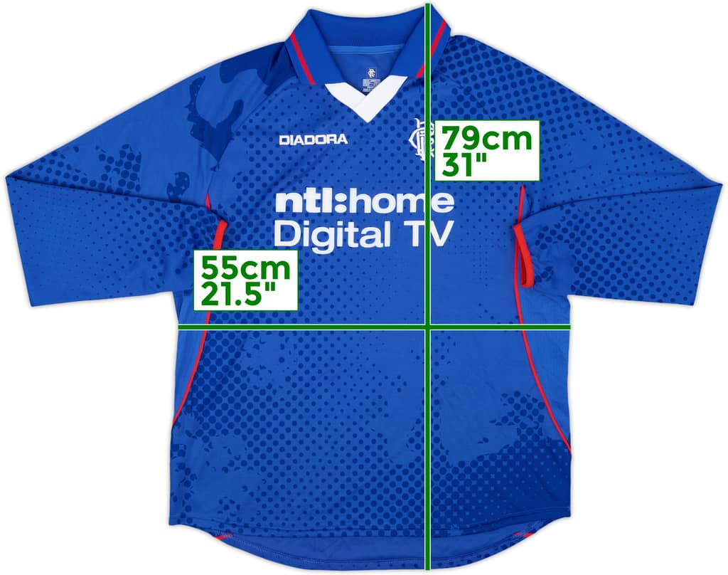 2002-03 Rangers Home L/S Shirt - 10/10 - (M)