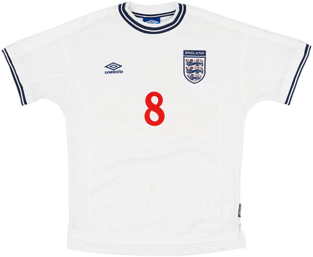 1999-01 England Home Shirt Scholes #8 - 6/10 - (L)