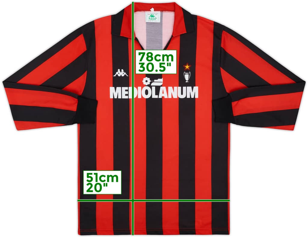 1988-89 AC Milan Home L/S Shirt - 8/10 - (XL)