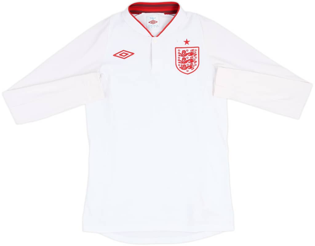 2012-13 England Home L/S Shirt - 9/10 - (XL.Boys)