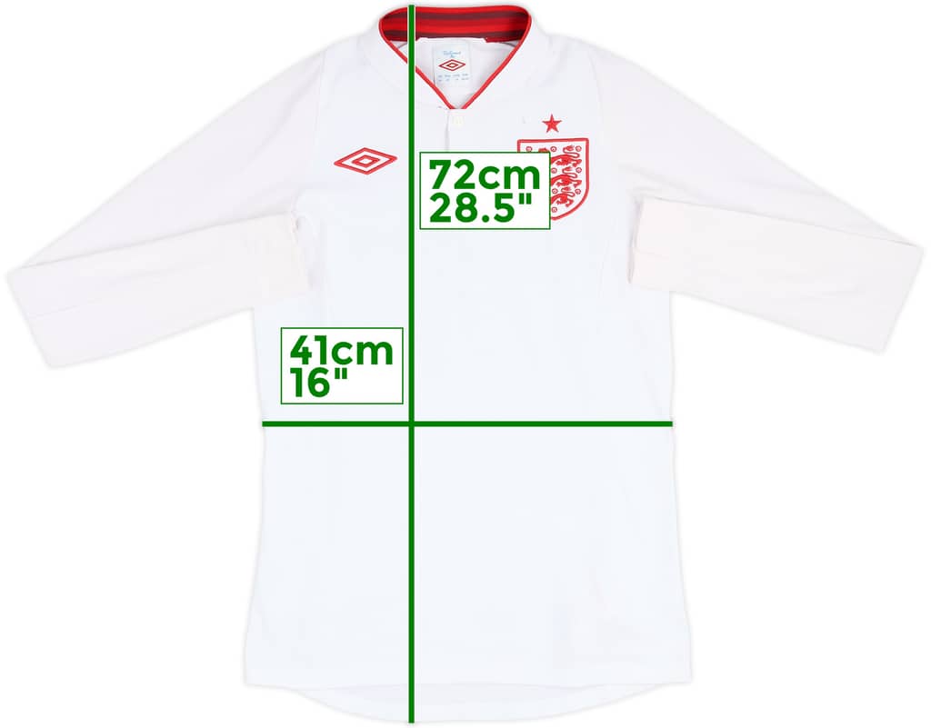 2012-13 England Home L/S Shirt - 9/10 - (XL.Boys)
