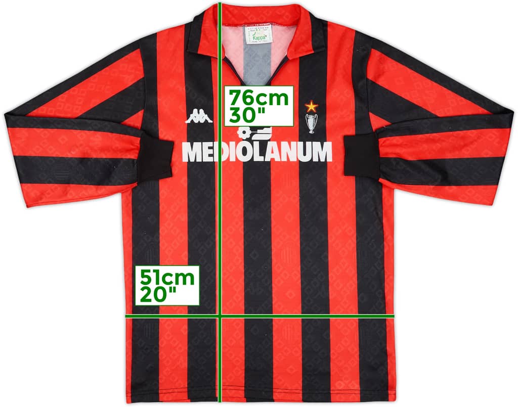 1989-90 AC Milan Home L/S Shirt - 8/10 - (L)