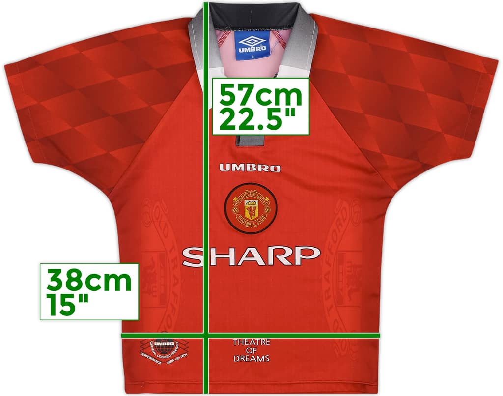 1996-98 Manchester United Home Shirt - 9/10 - (M.Boys)