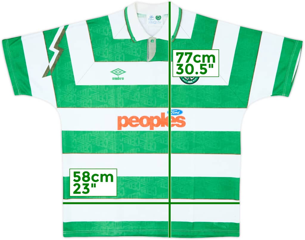 1991-92 Celtic Home Shirt - 8/10 - (XL)